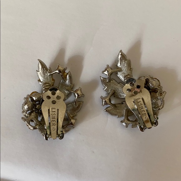 Vintage Lisner Blue Rhinestone Clip On Earrings - Picture 3 of 3